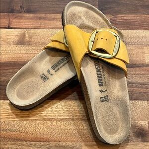 Birkenstock Mustard Slide Sandals with Buckle